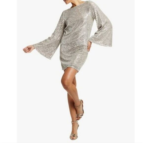 ⚡️SALE! Mestiza NY Silver Sequin Open Back Mini Dress - Picture 2 of 15